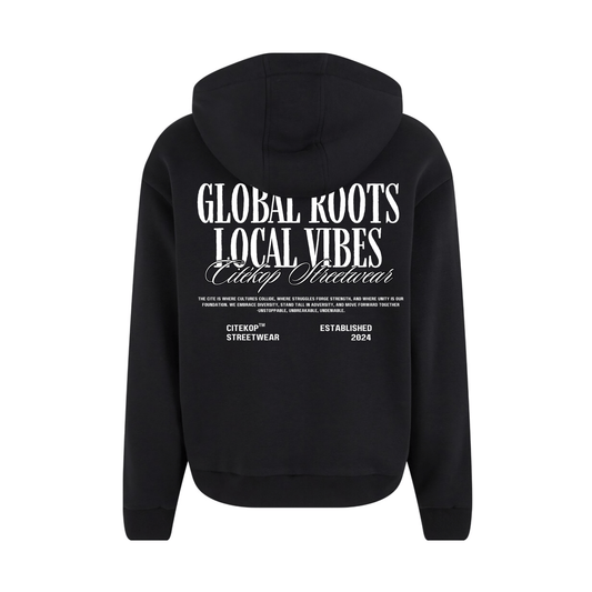 "Global Roots Local Vibes" fluffy Zip up Hoodie - CitéShop